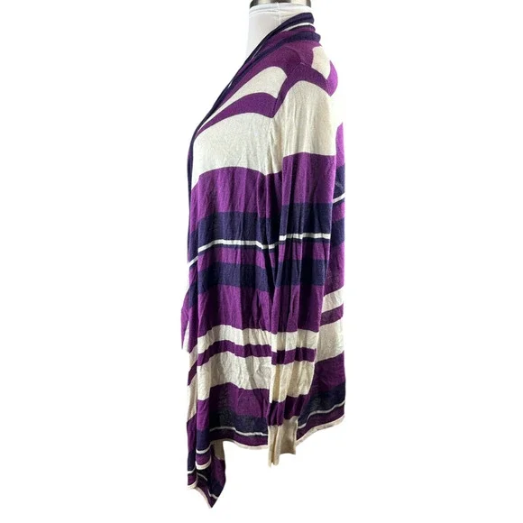 Lane Bryant Open Front Drape Lightweight Cardigan Purple Striped Plus Size 26/28 - Picture 8 of 11